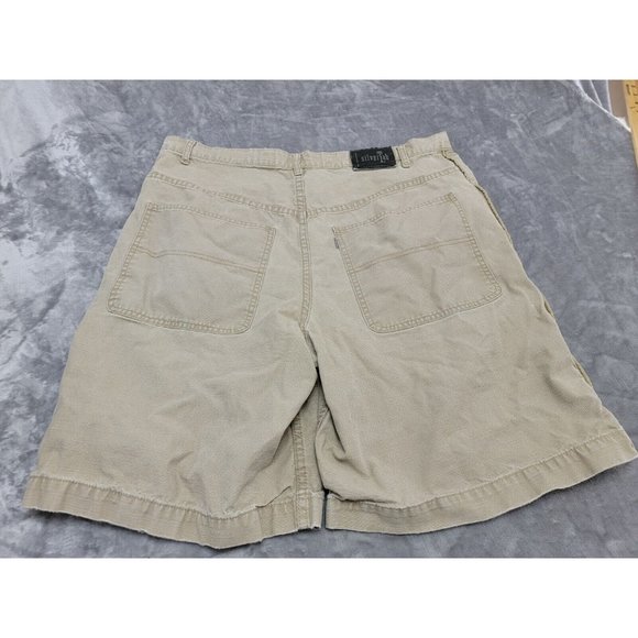Levis Shorts Mens 38 Beige Vintage Silvertab‎ Canvas Work Wear - Picture 6 of 6